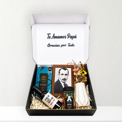 BOX DE REGALO PARA PAPÁ - VINO CAFÉ CHOCOLATE Y MÁS