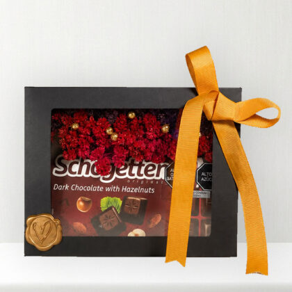 CAJA DE REGALO GOURMET - CHOCOLATE Y FLORES